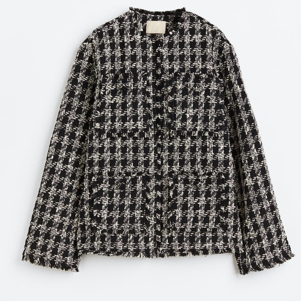 NWT H&M black and white tweed jacket